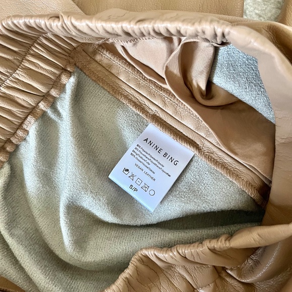 Anine Bing NEW Koa Pant Butterscotch Vegan Leather Wide Straight Leg Pant Sz S - Picture 8 of 13